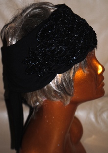 Adjustable Beaded cotton headband