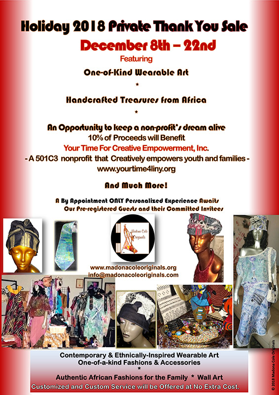 Madona Cole Originals Holiday 2018  Thank You Sale
